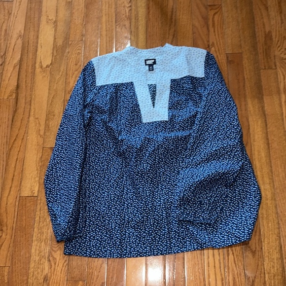 NWOT Lands' End Womens Poplin Peasant Shirt Deep Sea Navy Dot Star - Picture 4 of 5